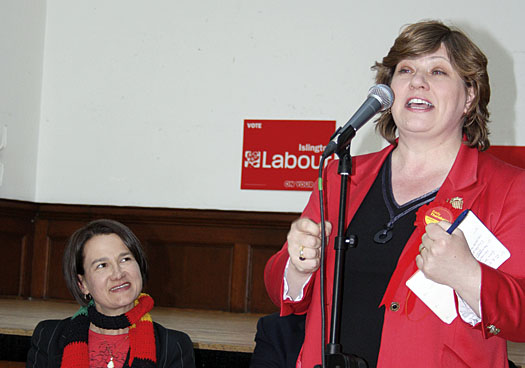 Catherine West, left, and Emily Thornberry at Labour’s launch