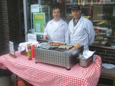 Terence Davey, left, and Herr Lassnig at the front of German Deli