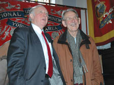 Left: NUM president Arthur Scargill with general secretary Peter Heathfield at a Silver Jubilee rally in Barnsley on Saturday